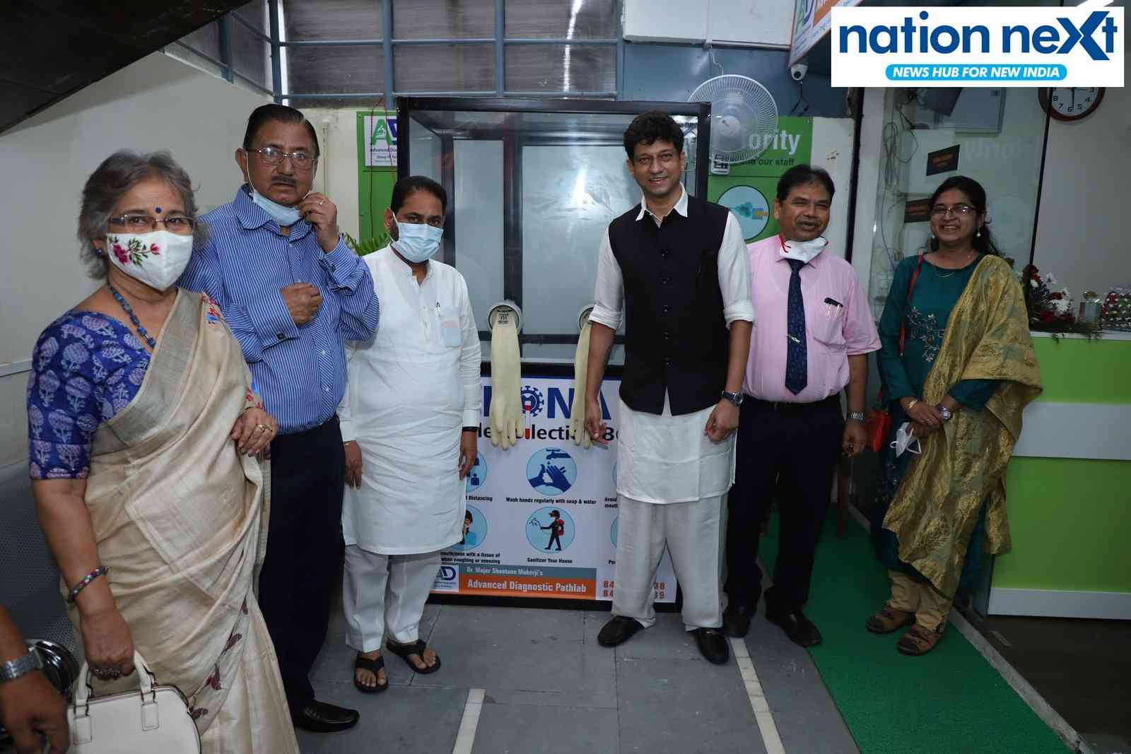 From left: Shuvra and Dr Subir Kumar Mukerji with Dr Nitin Raut, Dr Major Shantanu Mukerji and Dr Shankar Khobragade during the inauguration of Advance Diagnostics Pathlab for COVID RT-PCR at Indora Square in Nagpur